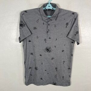 Travis‎ Mathew Polo Shirt Mens Small Gray Golf Tequila Skeleton Beach Palms